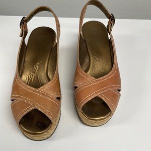 Cordani tan wedge sandals